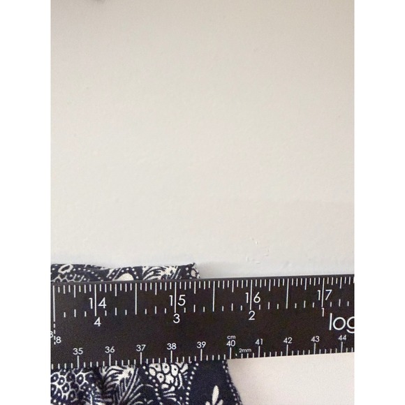 Harper Paisley Jumpsuit Navy White Wide Leg Strapless Halter Rayon - Picture 8 of 9